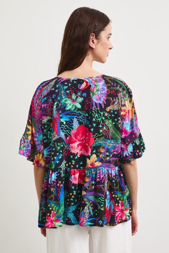 Oblečení Halenka dámská z viskózy s volánem RS26-BKD090 černá