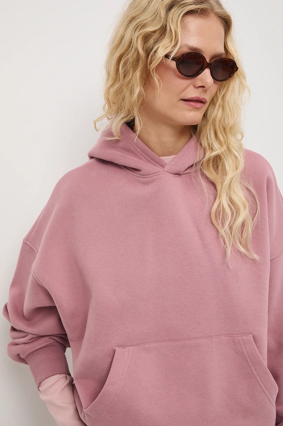 Mikina s kapucňou hladká s kapucňou ružová RS26-BLD010