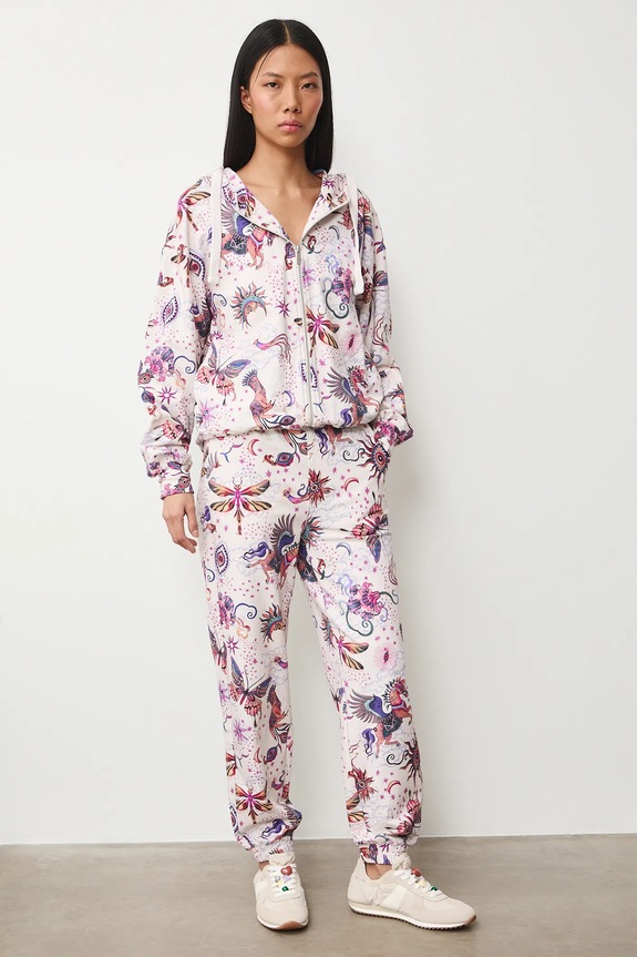 Bluza bawełniana damska z elastanem wzorzysta RS26-BLD031 beżowy RS26
