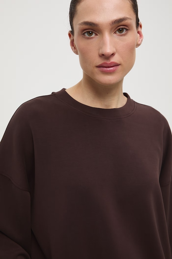 Bluza damska interlock z modalem gładka brązowy RS26-BLD400