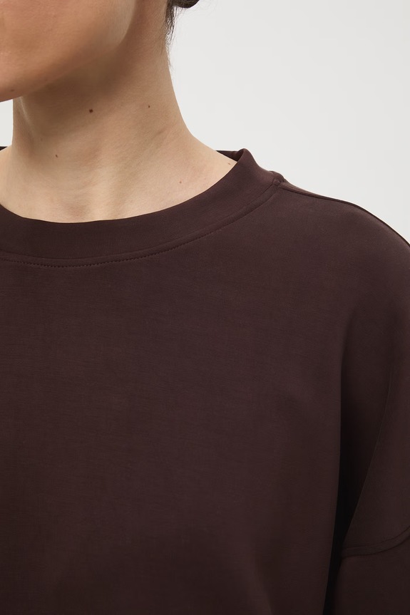 Bluza damska interlock z modalem gładka RS26-BLD400 brązowy