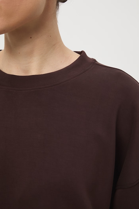 Bluza damska interlock z modalem gładka RS26-BLD400 brązowy