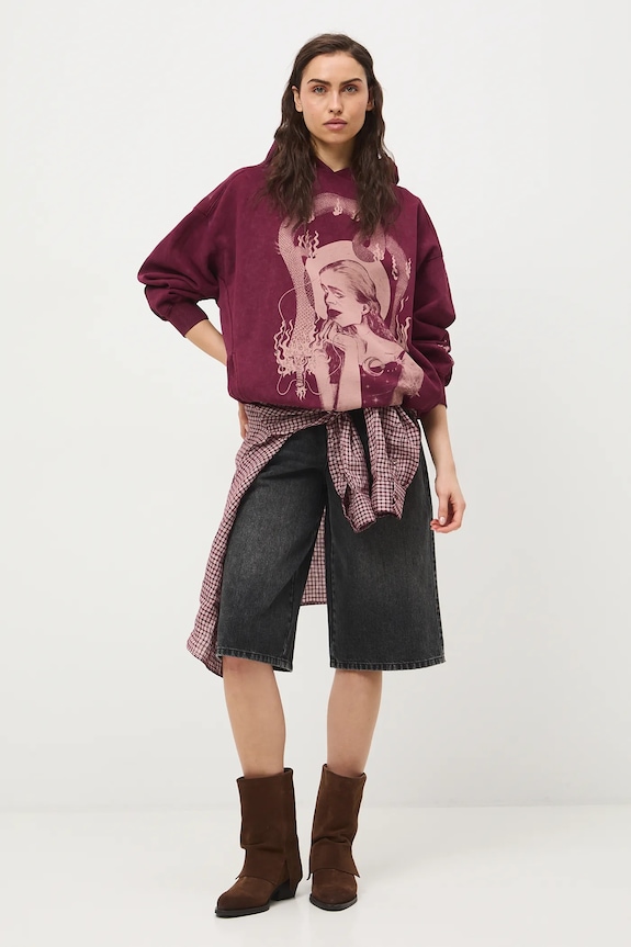 Odzież Bluza z kapturem damska bawełniana by Agnieszka Łońska, Grafika Polska RS26-BLD450 bordowy