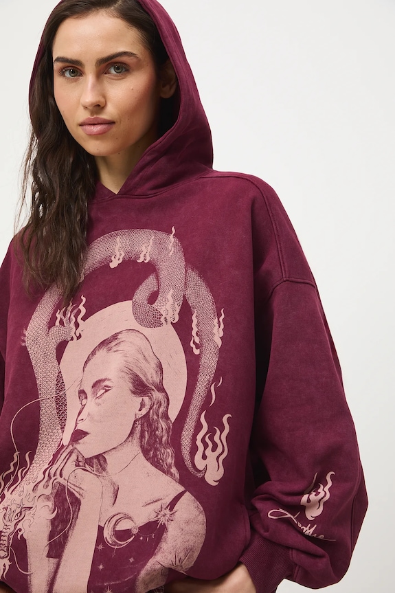 Bluza z kapturem damska bawełniana by Agnieszka Łońska, Grafika Polska RS26-BLD450 bordowy