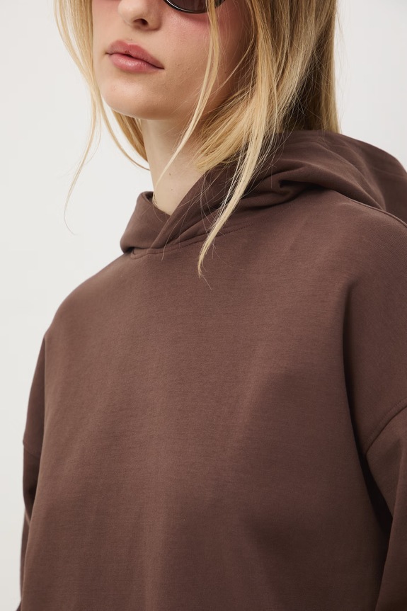 Bluza z kapturem damska RS26-BLD602 brązowy