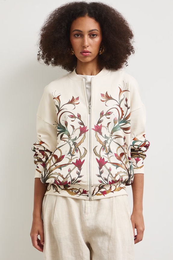 Mikina na zips dámska bavlnená béžová RS26-BLD901