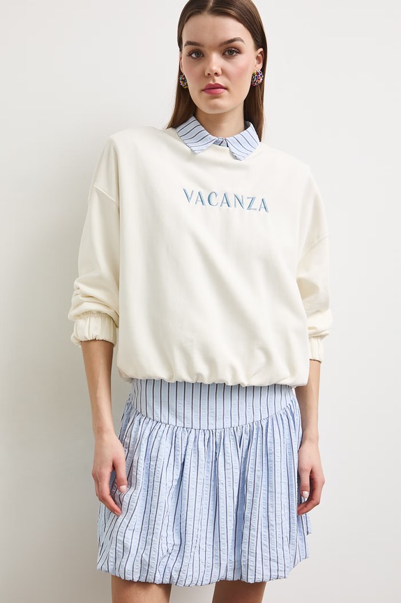Bluza damska z bawełną RS26-BLDA00 beżowy RS26