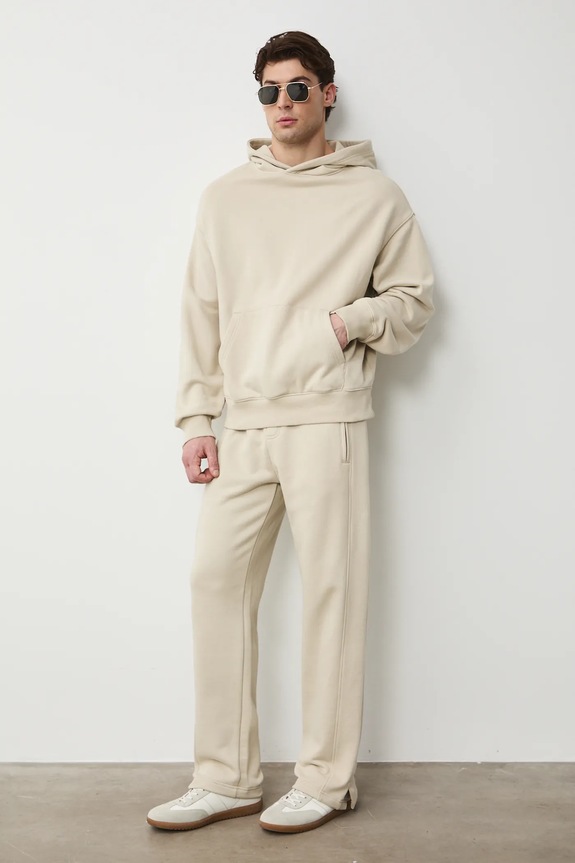 Mikina s kapucí pánská bavlněná RS26-BLM030 béžová RS26