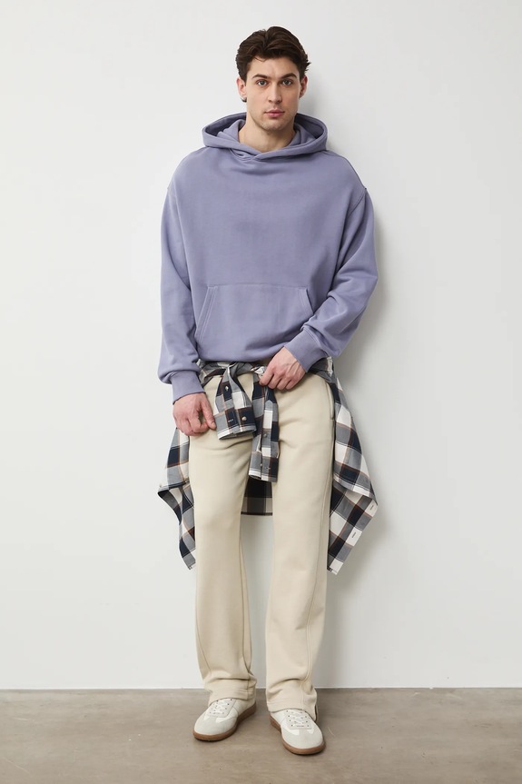 Mikina s kapucí pánská bavlněná fialová RS26-BLM030