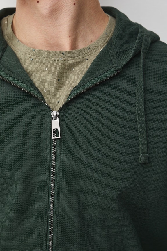 Bluza rozpinana z kapturem męska bawełniana z elastanem RS26-BLM051 zielony
