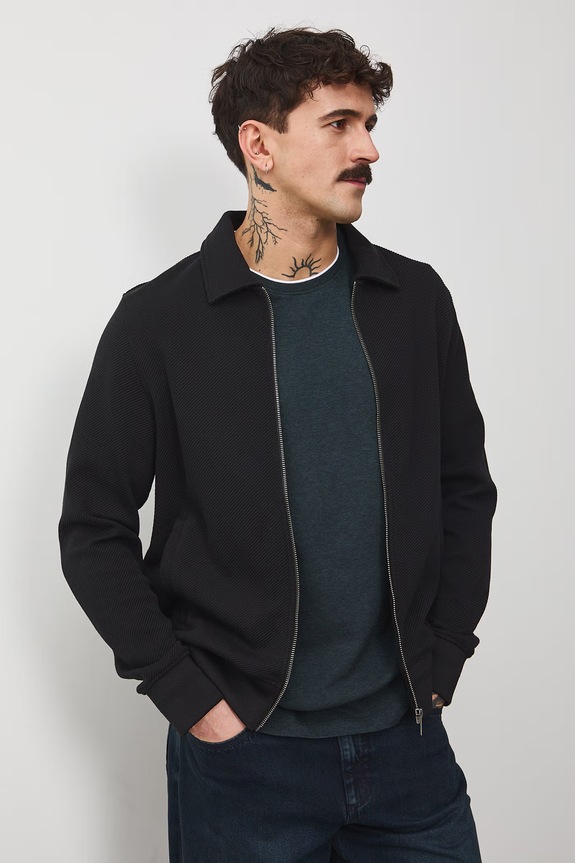 Bluza męska z kołnierzykiem z elastanem czarny RS26-BLM400