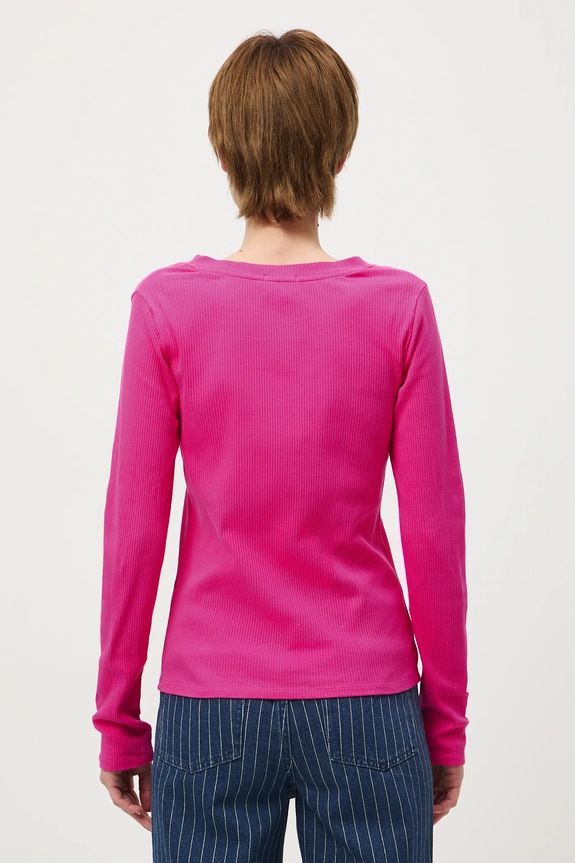 Oblečenie Bavlnené tričko s dlhým rukávom s elastanom vrúbkovaný RS26-BUD030 ružová