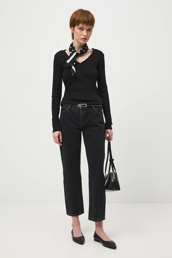 Bavlnené tričko s dlhým rukávom s elastanom vrúbkovaný RS26-BUD030 čierna RS26