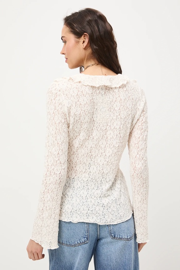 Longsleeve damski koronkowy beżowy RS26-BUD400