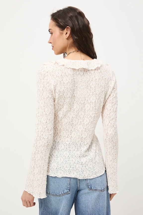 Longsleeve damski koronkowy beżowy RS26-BUD400