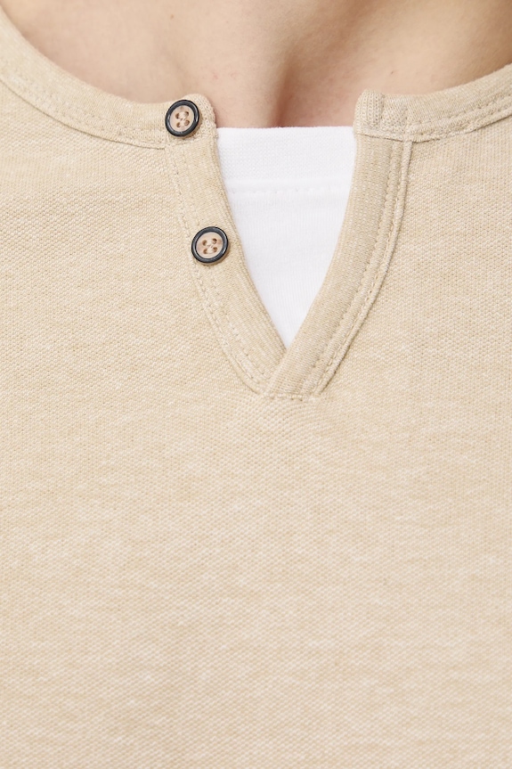 Tričko s dlhým rukávom zo štruktúrovanej pleteniny s elastanom RS26-BUM031 béžová