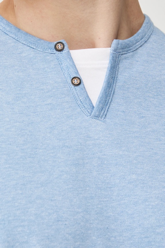 Tričko s dlhým rukávom zo štruktúrovanej pleteniny s elastanom RS26-BUM031 modrá