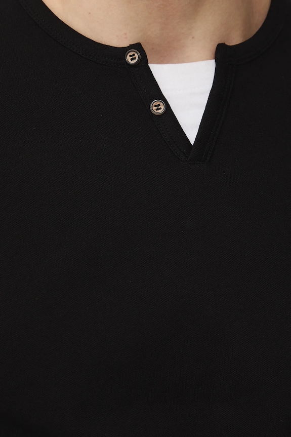 Tričko s dlhým rukávom zo štruktúrovanej pleteniny s elastanom RS26-BUM031 čierna