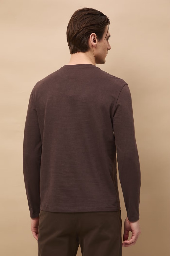 Longsleeve męski bawełniany brązowy RS26-BUM053