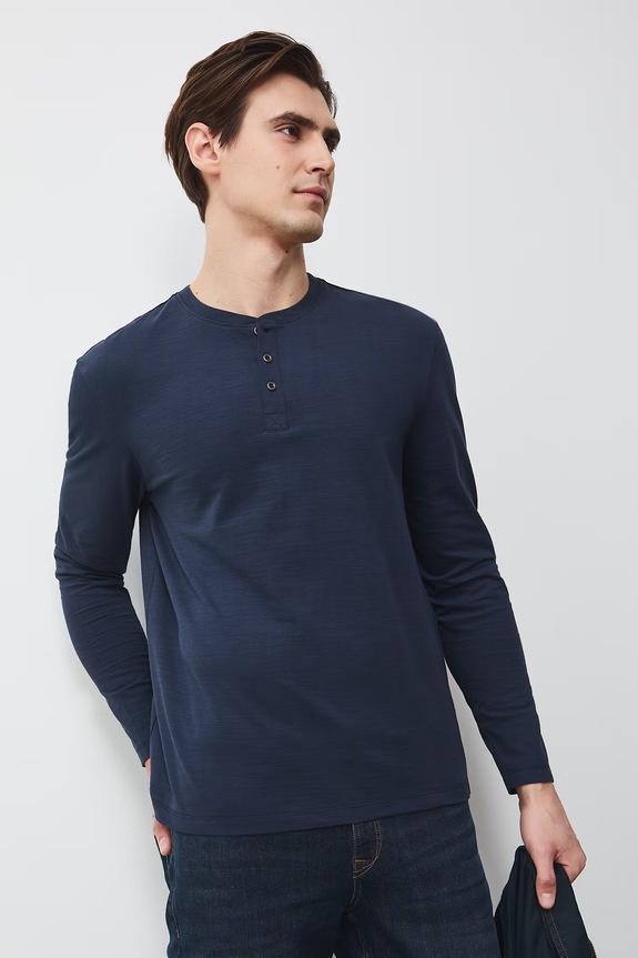 Longsleeve męski bawełniany niebieski RS26-BUM053