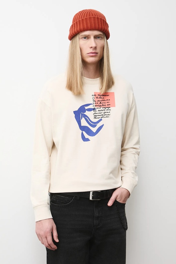 Longsleeve bawełniany męski z kolekcji Eviva L'arte okrągły beżowy RS26-BUM200