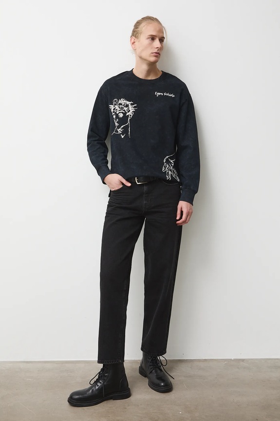 Medicine longsleeve bawełniany nadruk szary RS26-BUM201