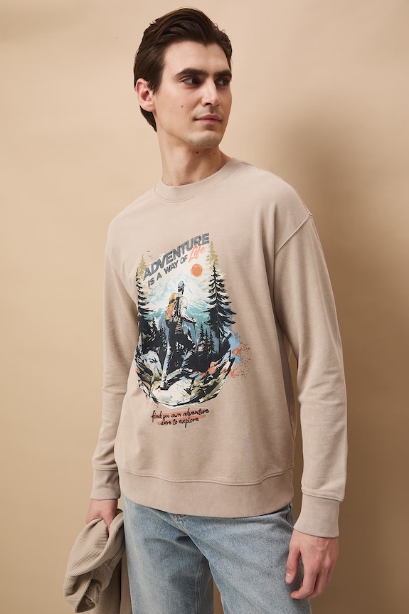 Medicine longsleeve męski bawełniany RS26-BUM500 beżowy RS26