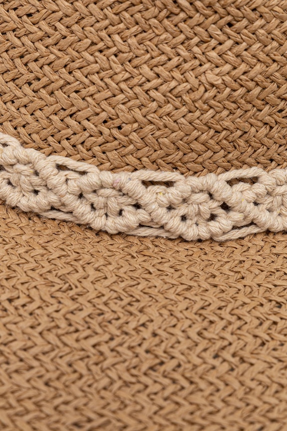 Kapelusz z szerokim rondem damski pleciony handmade beżowy RS26-CAD900