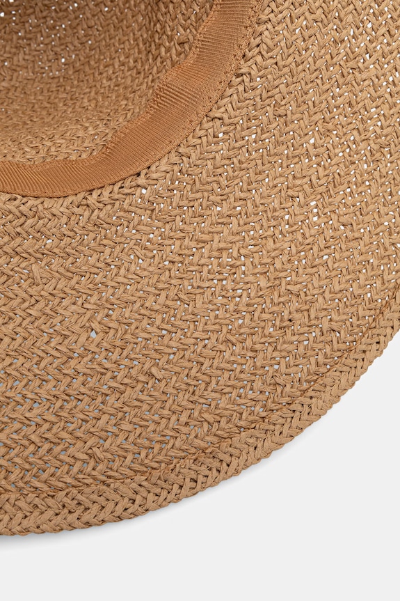 Kapelusz z szerokim rondem damski pleciony handmade RS26-CAD900 beżowy