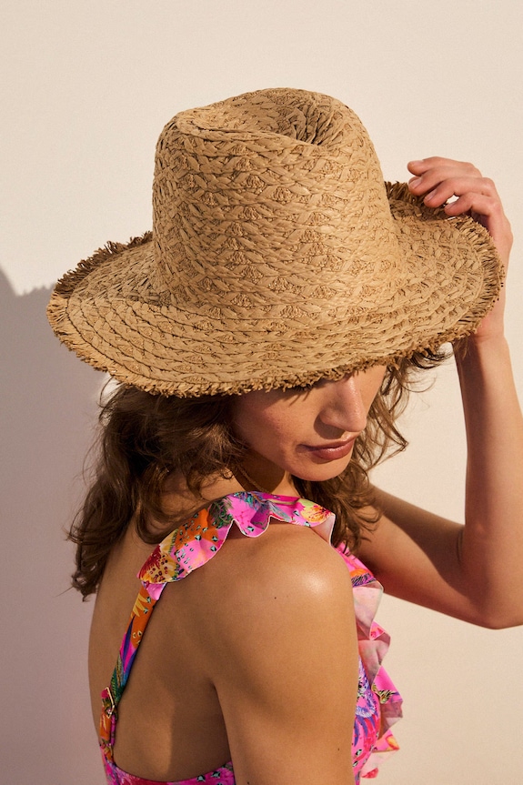 Kapelusz damski pleciony beżowy RS26-CAD915