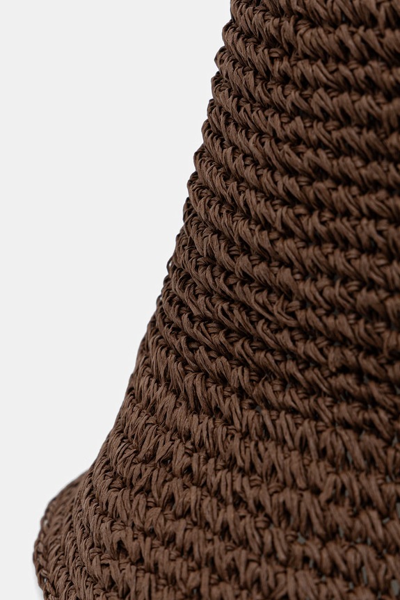 Kapelusz bucket damski handmade brązowy RS26-CAD916