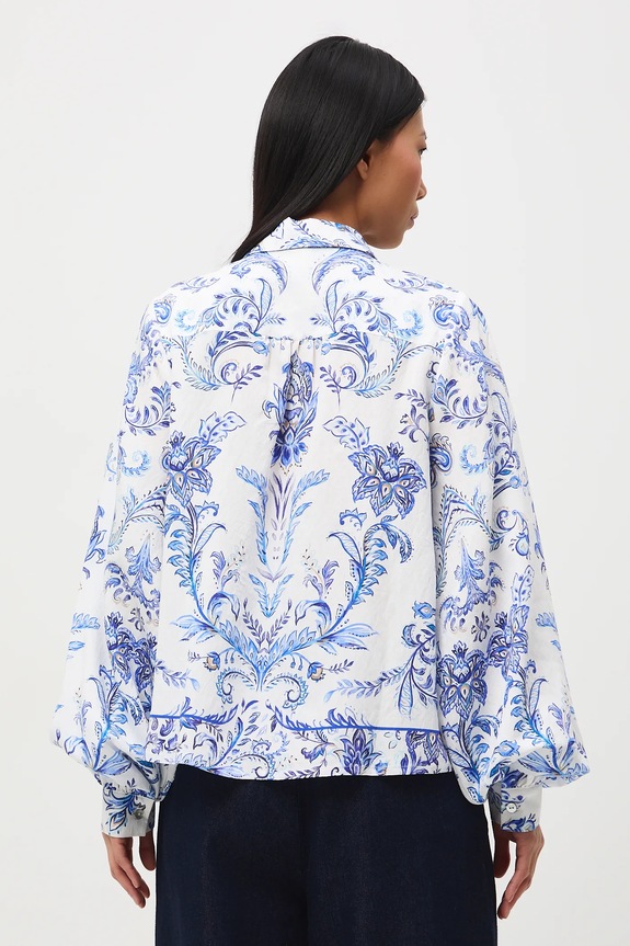 Košeľa vzorovaná z viskózy biela RS26-KDD301