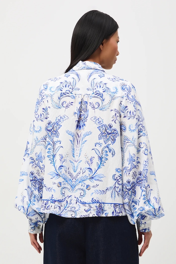 Košeľa vzorovaná z viskózy biela RS26-KDD301