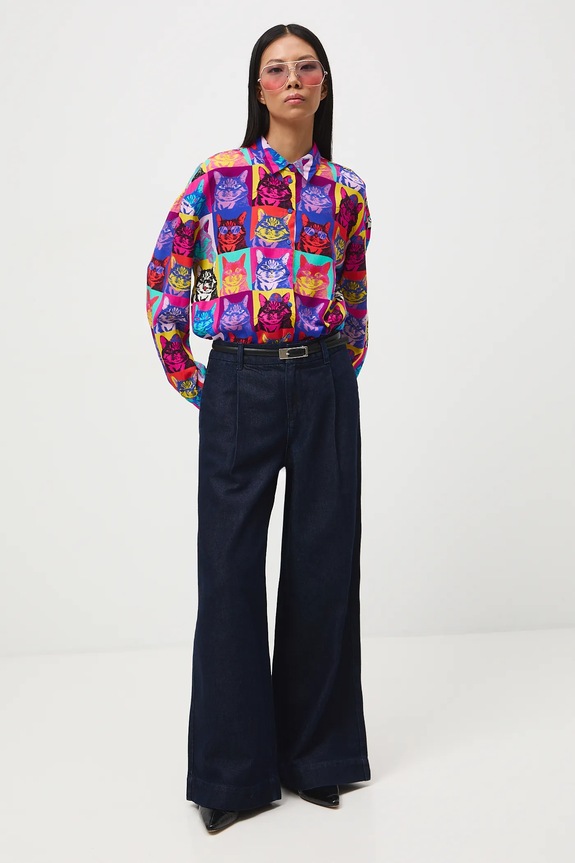 Koszula damska z okazji Dnia Kota casual multicolor RS26-KDD350