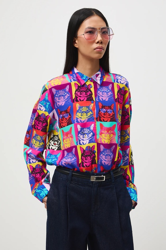 Koszula damska z okazji Dnia Kota RS26-KDD350 multicolor