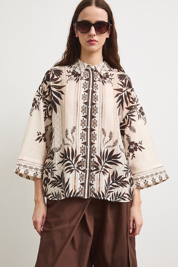 Košeľa dámska s viskózou béžová RS26-KDD900