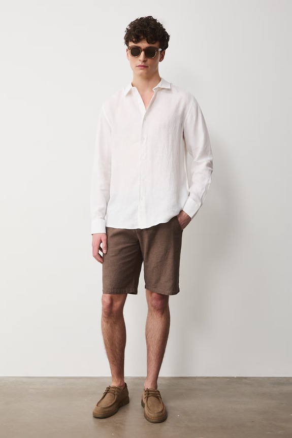 Košile pánská lněná BASIC bílá RS26-KDM071