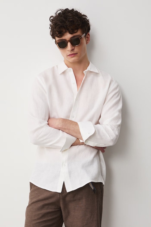 Košile pánská lněná RS26-KDM071 bílá RS26