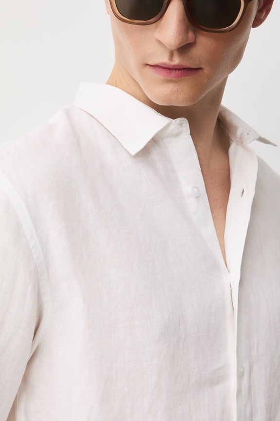 Košile pánská lněná RS26-KDM071 bílá