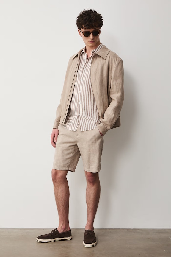 Košeľa pánska ľanová BASIC hnedá RS26-KDM071