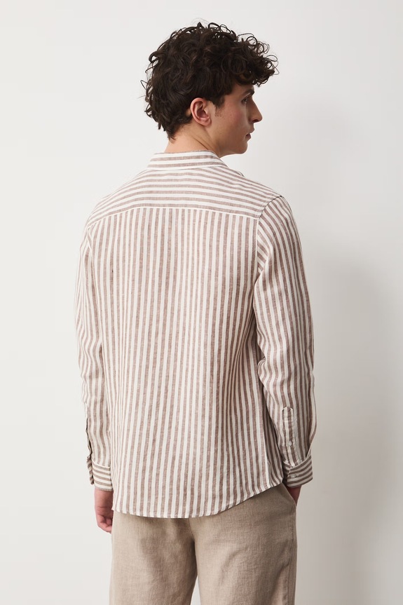 Oblečenie Košeľa pánska ľanová RS26-KDM071 hnedá