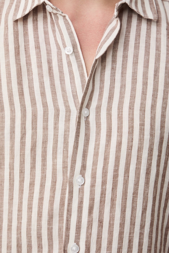 Košeľa pánska ľanová RS26-KDM071 hnedá