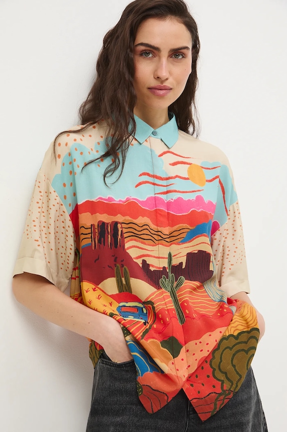 Koszula damska z wiskozy by Gigi Rosado, Grafika Polska multicolor RS26-KKD451