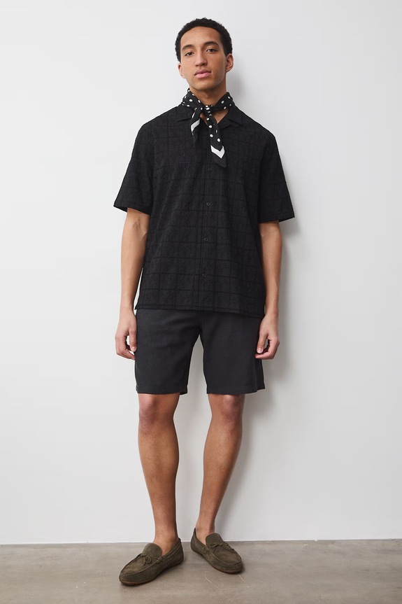 Medicine cămașă pentru bărbați, din bumbac RS26-KKM073 negru RS26