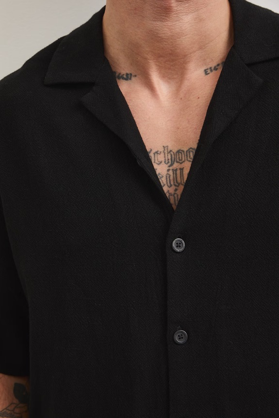 Medicine koszula męska z lnem RS26-KKM821 czarny