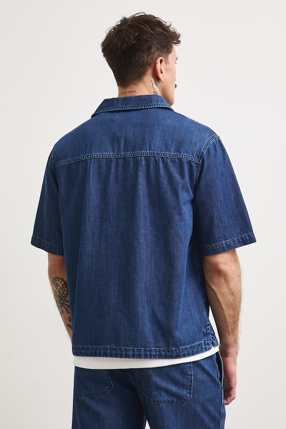 Oblečenie Košeľa pánska s lyocellom s efektom prania RS26-KKMA22 tmavomodrá