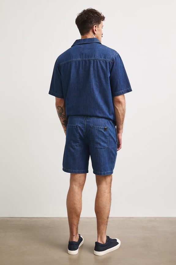 Košeľa pánska s lyocellom s efektom prania RS26-KKMA22 tmavomodrá