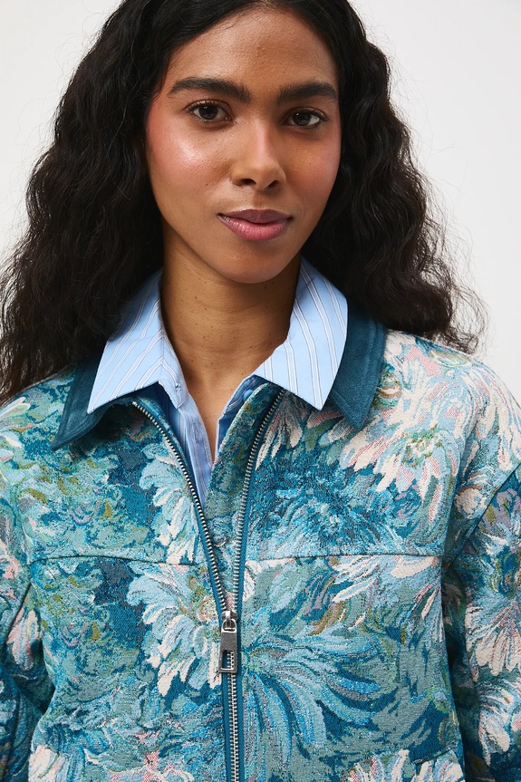 Kurtka żakardowa wzorzysta multicolor RS26-KUD260