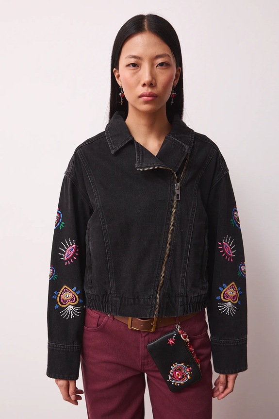 Bavlnená rifľová bunda z kolekcie Valentine’s Day RS26-KUD280 čierna RS26