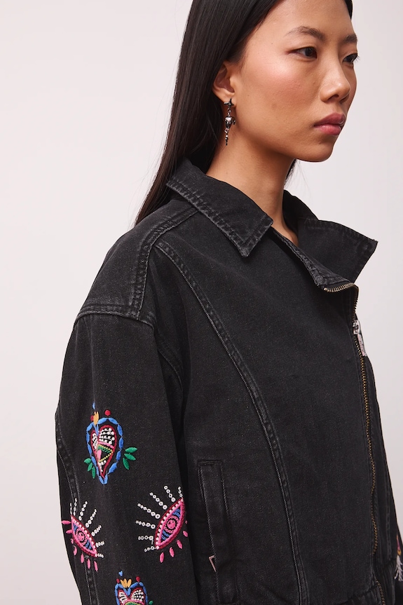 Bavlnená rifľová bunda z kolekcie Valentine’s Day RS26-KUD280 čierna